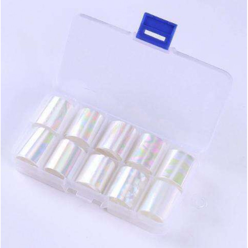 Foil Nail Art Transfer Decoration 10 Rolls Set 2.5_100cm, 01 